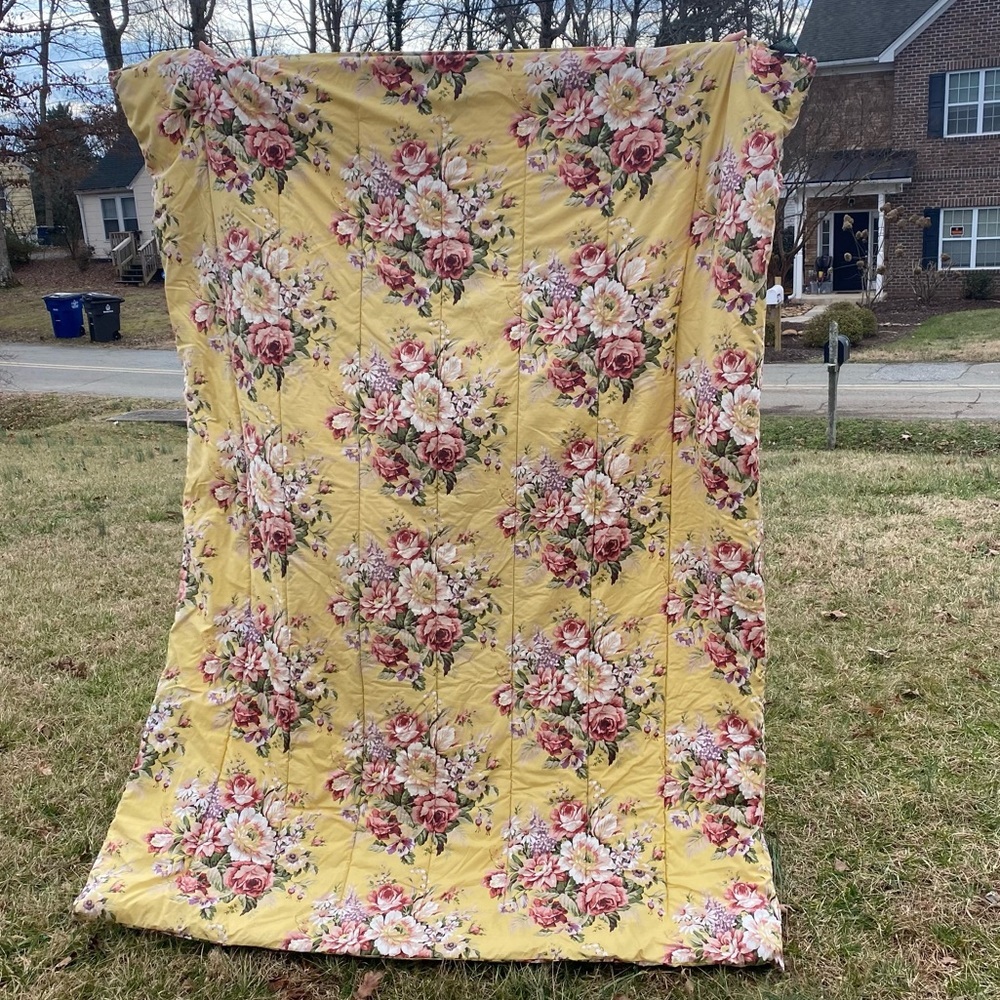 𝅺Vintage Ralph Lauren SOPHIE BROOKE Yellow Floral TWIN Comforter USA Made